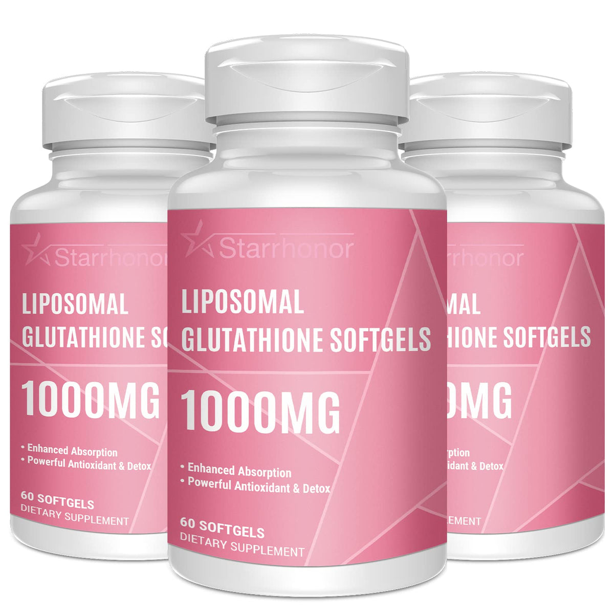 Starehonorr liposomal glutathione softgels bottle shows premium antioxidant support