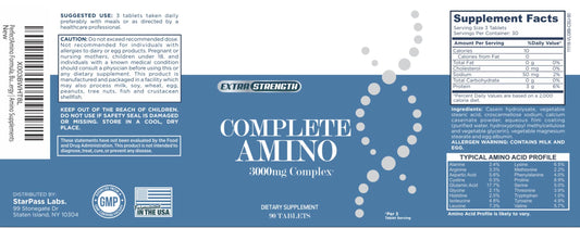 StarPass Labs Complete Amino bottle label shows ingredients for informed supplementation