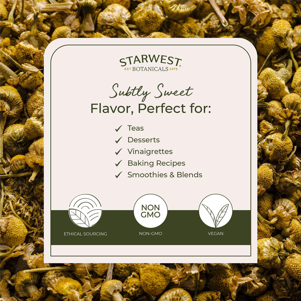 Close-up of dried chamomile flowers showing delicate petals.