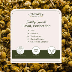 Close-up of dried chamomile flowers showing delicate petals.