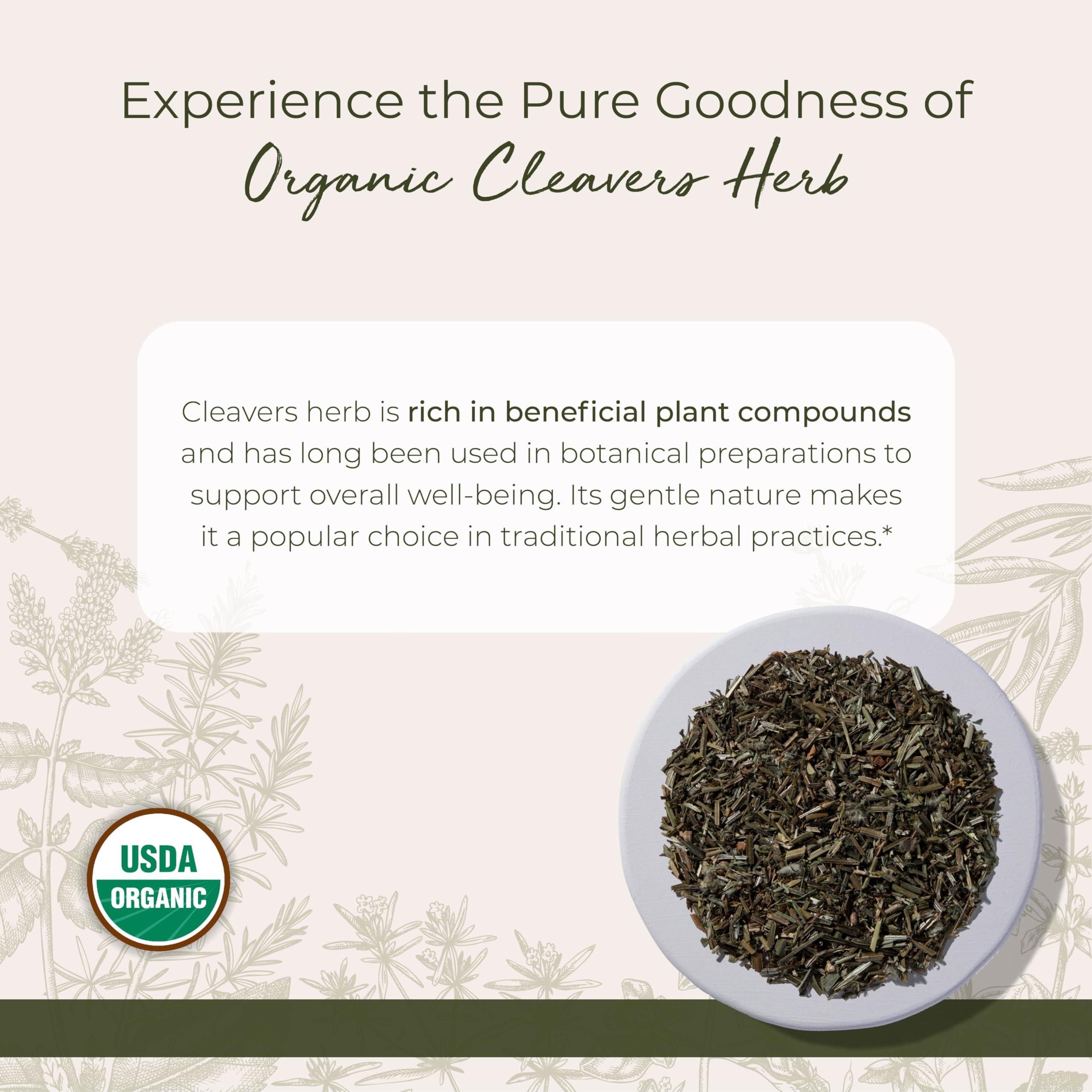 Starwest Botanicals cleavers tea blend essence shows fragrant herbal infusion