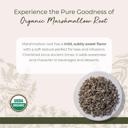 Cut and sifted marshmallow root for herbal blends and infusions