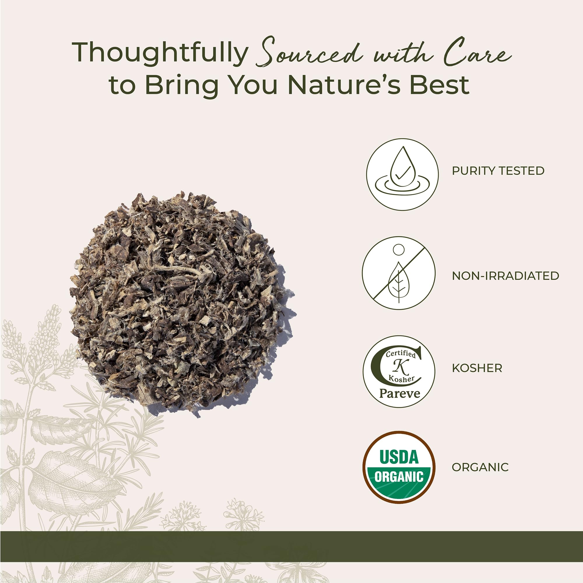 Marshmallow root tea infusion in a cup with steam