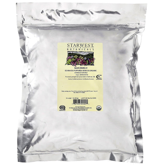 Starwest Botanicals Echinacea Purpurea herb cut/sifted for versatile tea infusions.
