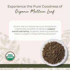 Starwest Botanicals Organic Mullein Leaf cut and sifted, bag format ready for brews.
