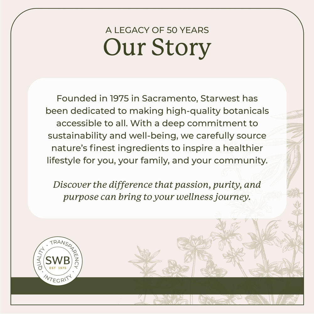 Starwest Botanicals Organic Mullein Leaf sourced from sustainable farming partners.
