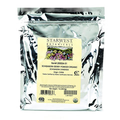 Starwest Botanicals organic schisandra berry powder in resealable bag for convenient storage.