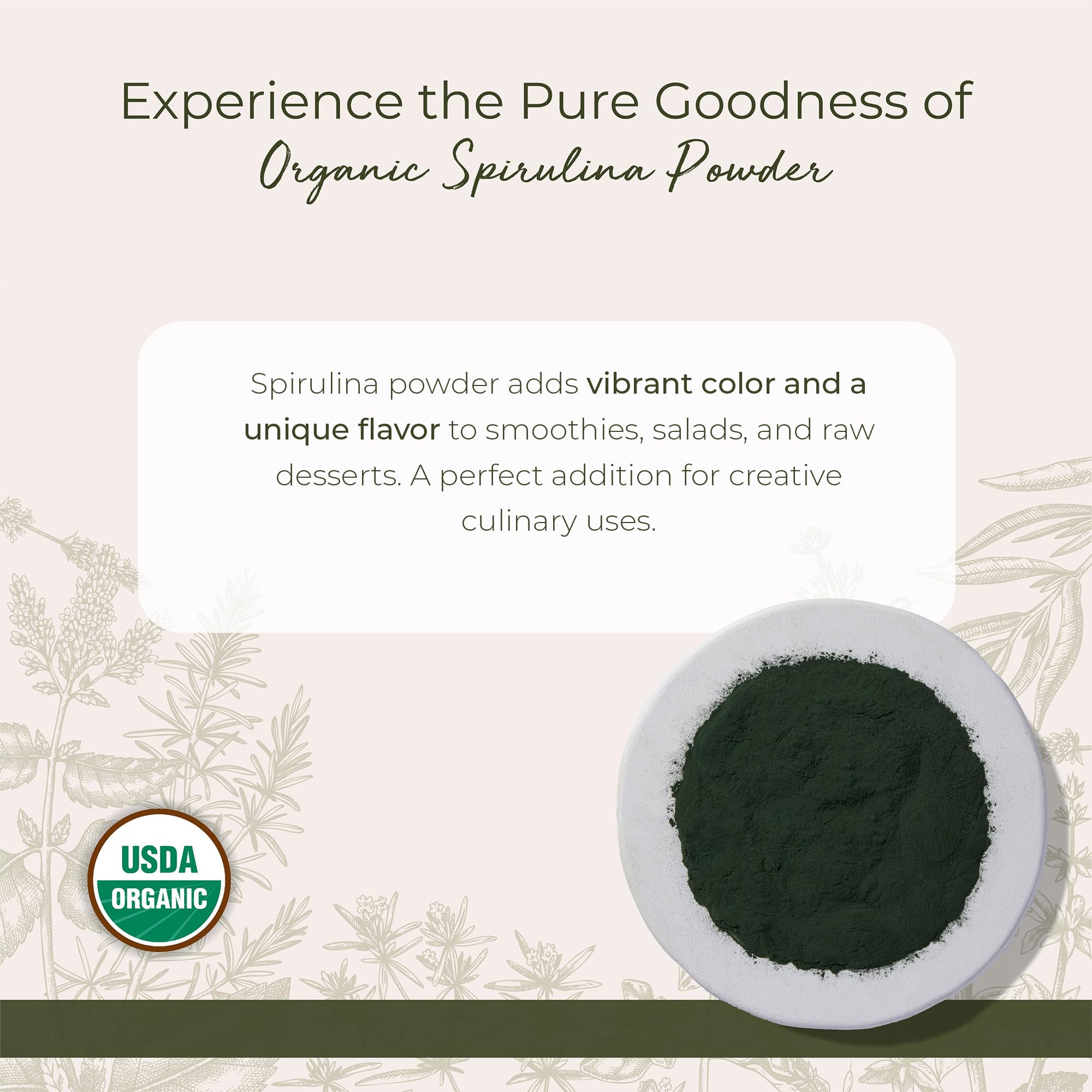 Starwest Botanicals organic spirulina powder jar shows vibrant color for juices.