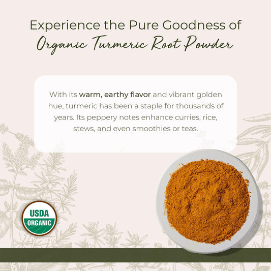 Close-up of organic turmeric powder texture highlighting curcumin content