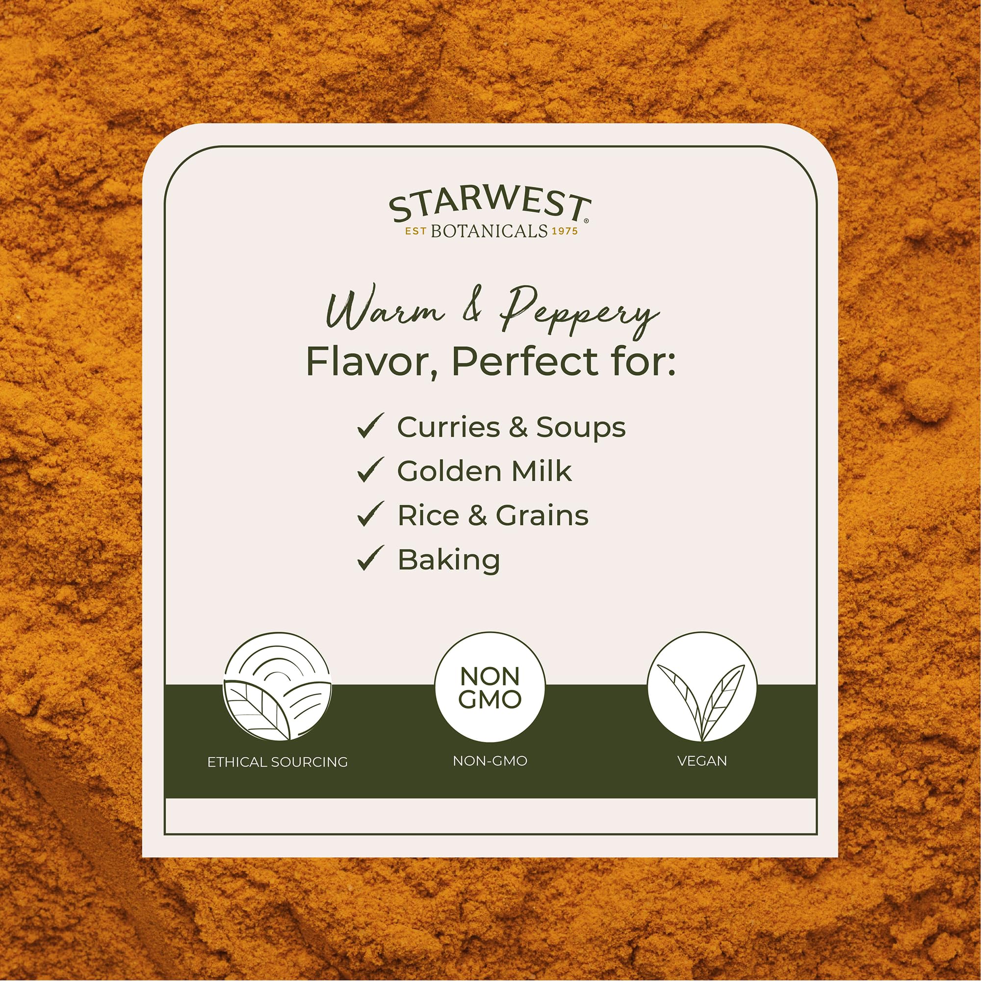 Measuring spoon with turmeric powder for curries, rice, and vegetables