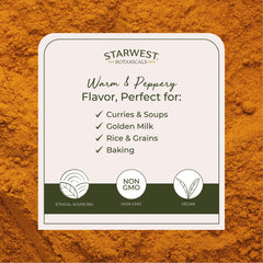 Measuring spoon with turmeric powder for curries, rice, and vegetables
