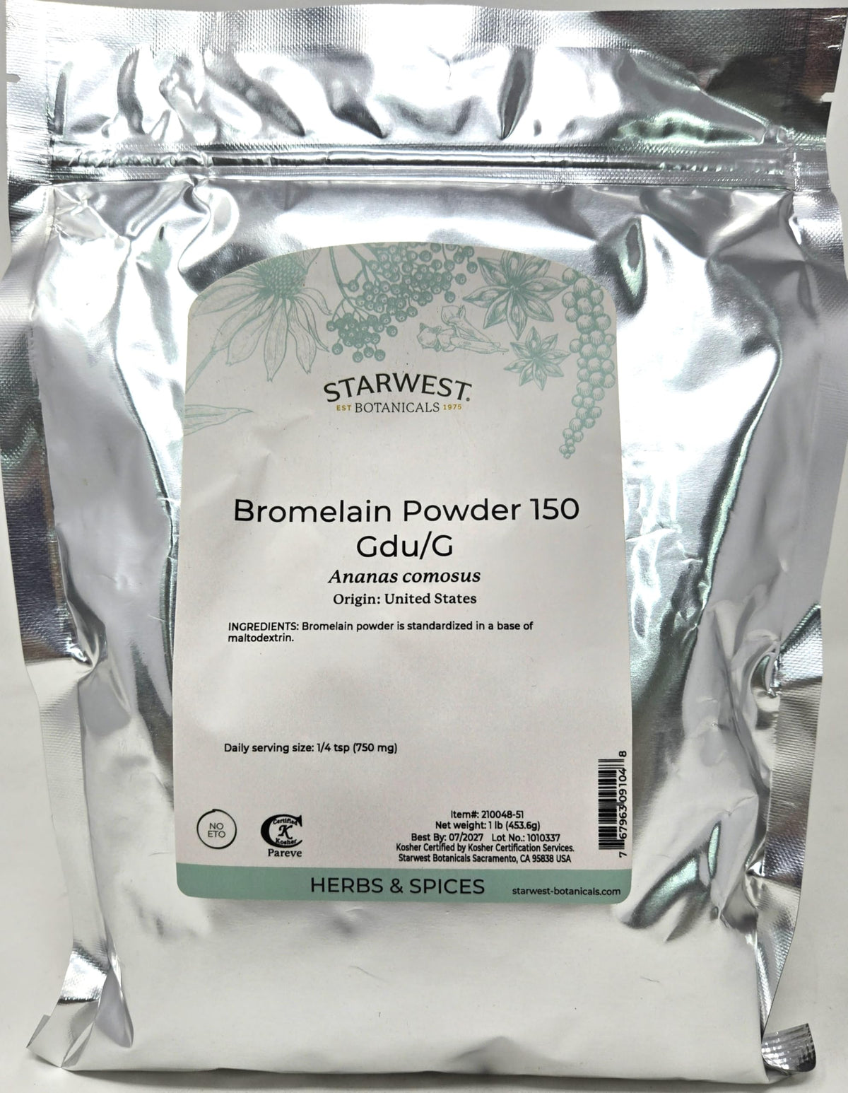 Starwest Bromelain Powder bottle illustrating convenient supplement for gentle digestive support