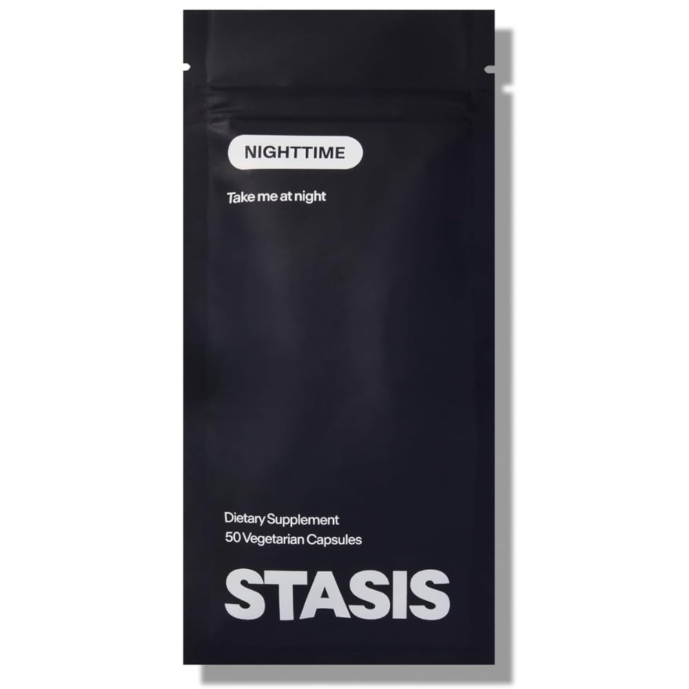 STASIS Nighttime bottle front suggesting a calm, organized nightly routine