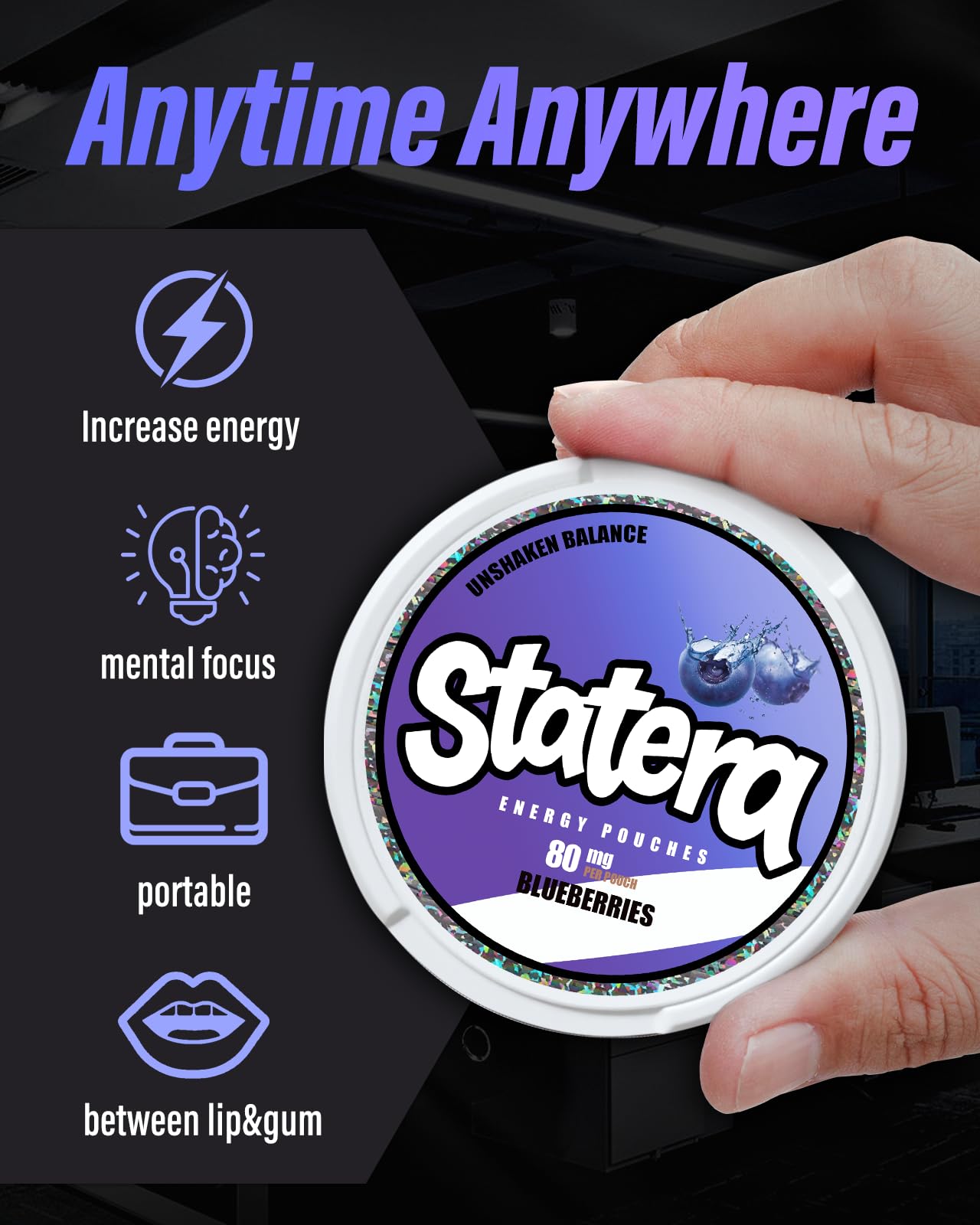 Statera Energy Pouches on-the-go pocket use discreet energy boost