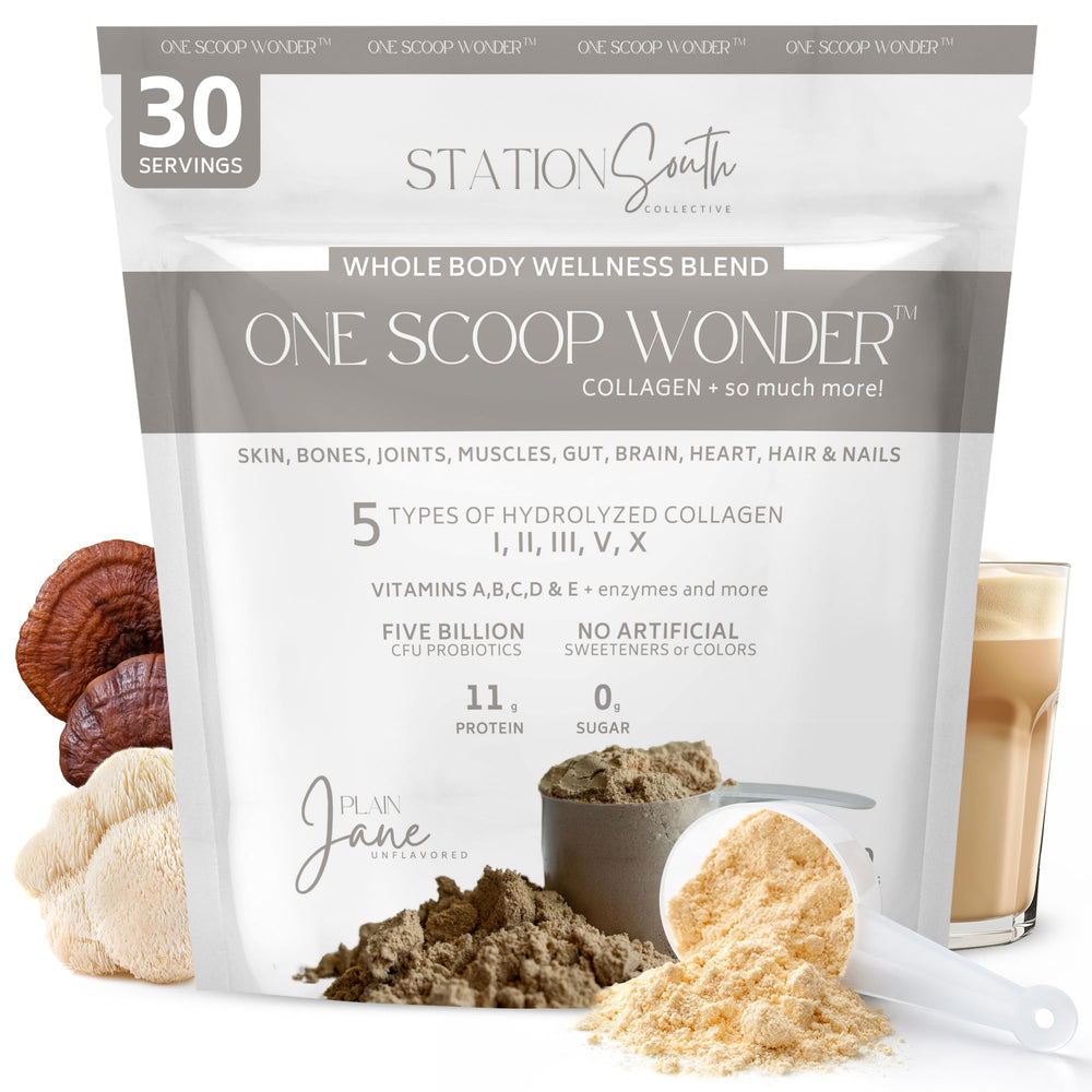 Station South Collective hydrolyzed multi collagen bottle for daily wellness.