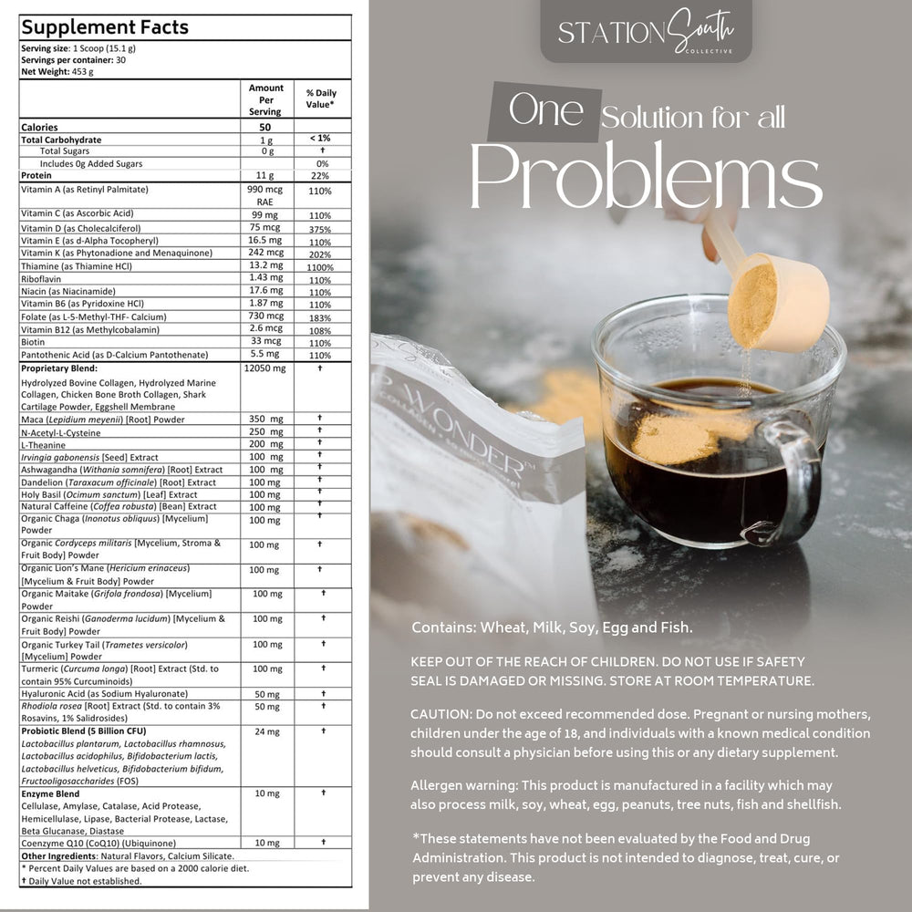 Station South Collective hydrolyzed multi collagen scoop ready to mix for convenient daily use.