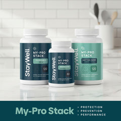 Stay-Well Naturals bottle close-up showing capsules ready for daily use.
