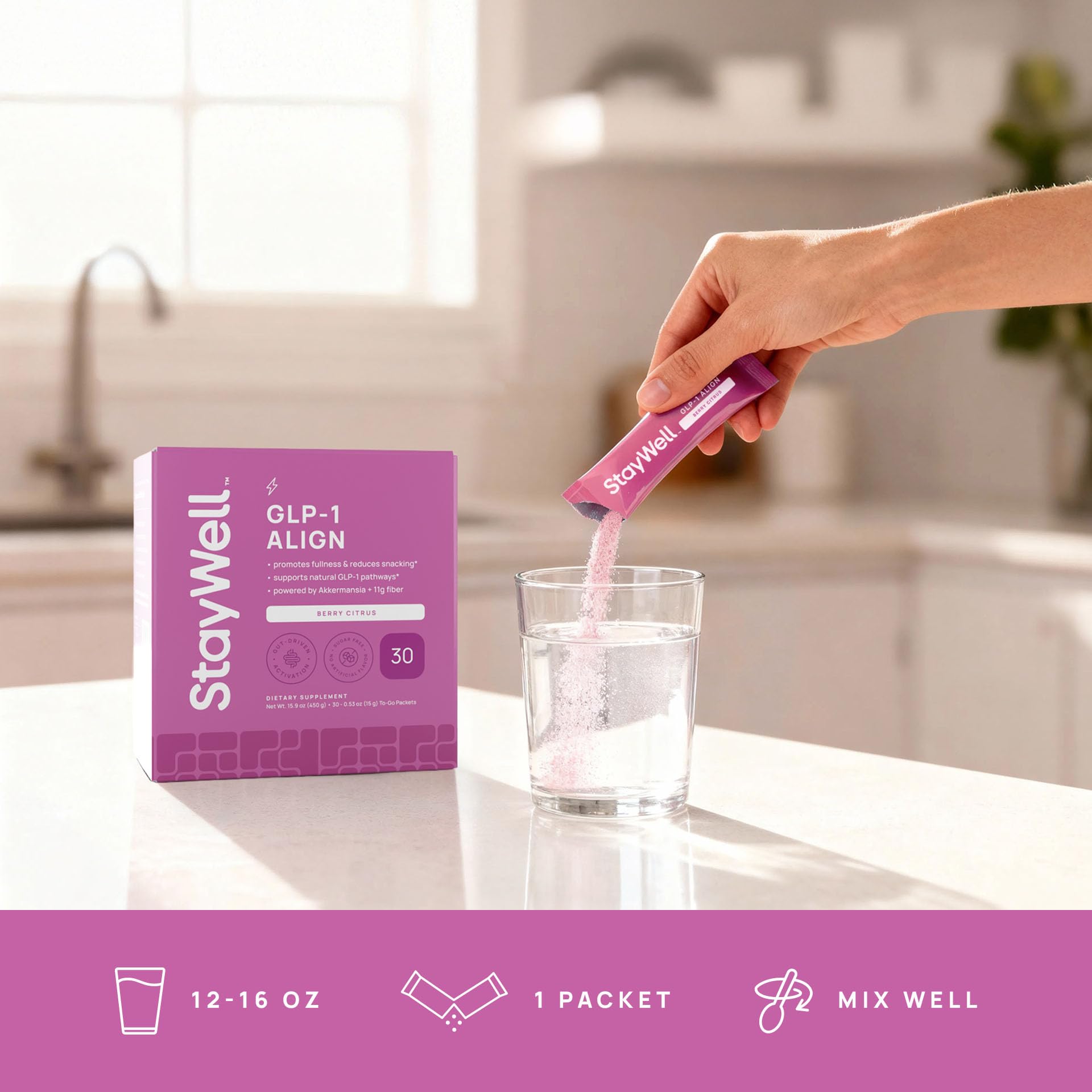 Stay-Well Naturals scoop included with GLP-1 Probiotic Berry Citrus
