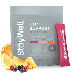 Stay-Well Naturals GLP-1 supplement bottle for on-the-go appetite control and balance.