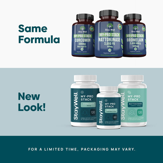 Stay-Well Naturals nattokinase capsules shown for easy daily intake.