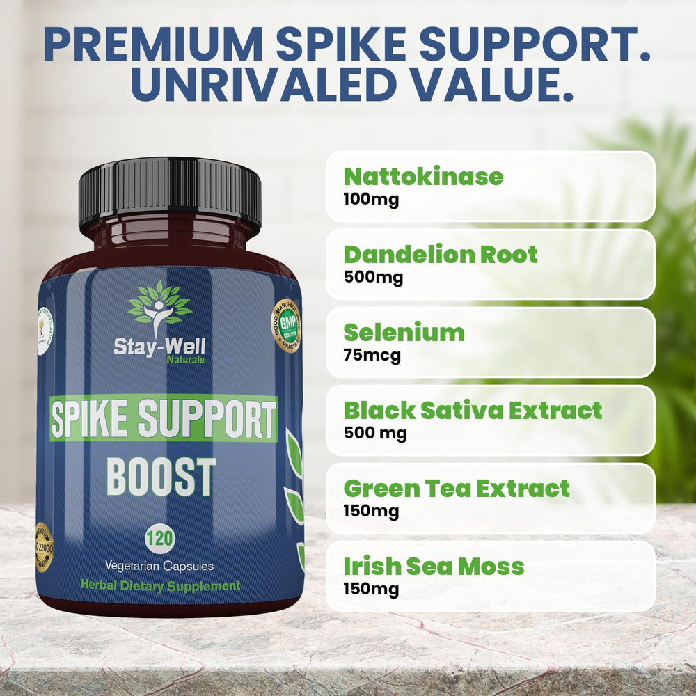 Stay-Well Naturals Bromelain and Curcumin visual highlights enhanced absorption and immune support.