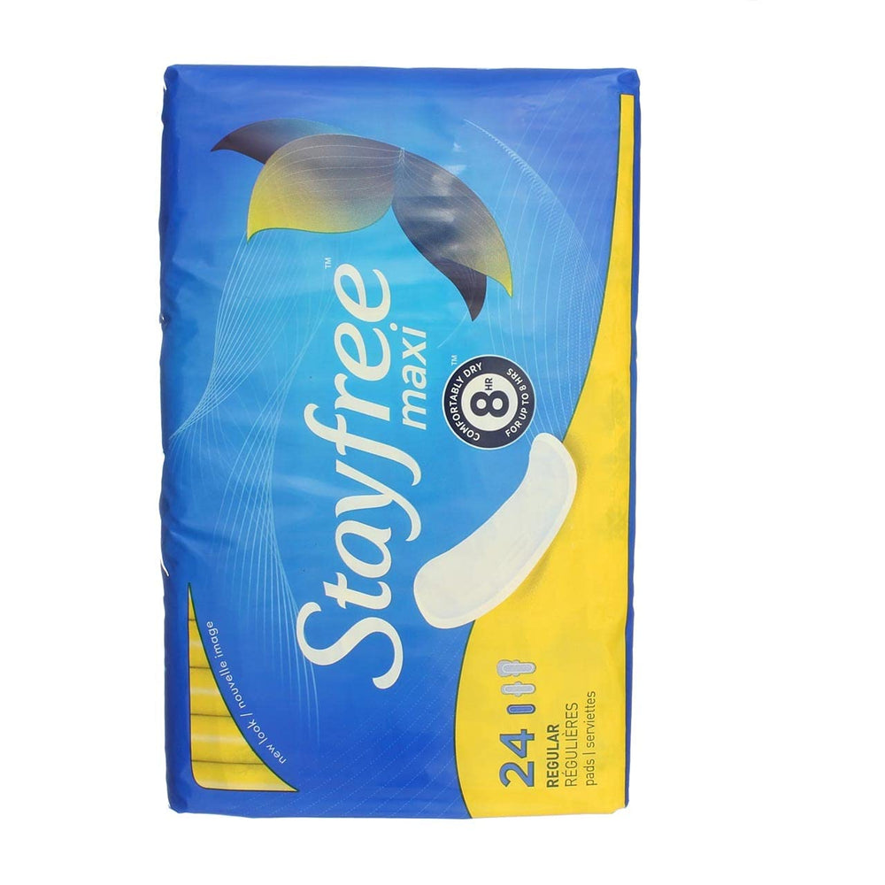 Stayfree Regular Maxi Pad 24ct four-wall protection guards edges