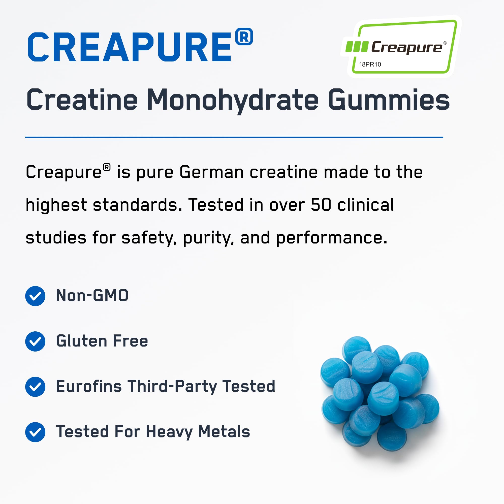 SteelFit Creapure Gummies pack shot highlighting daily serving for consistent training.