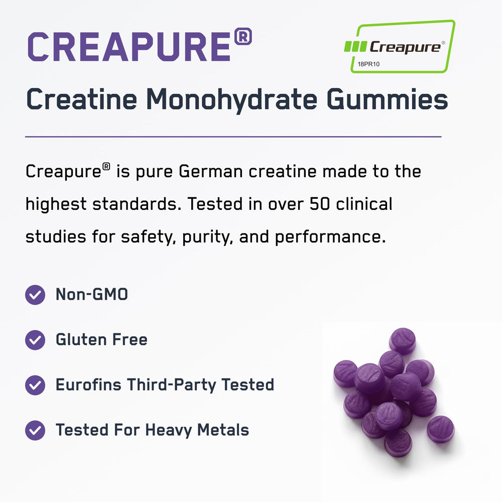 SteelFit Creapure Gummies packaging front displays premium German creatine quality.