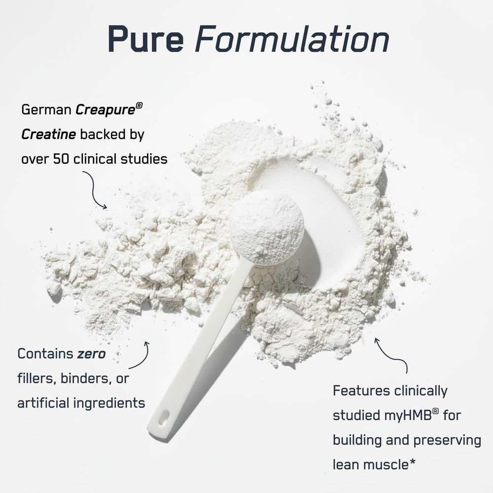 SteelFit Creatine HMB powder label highlights quality ingredients and dosage guidance.