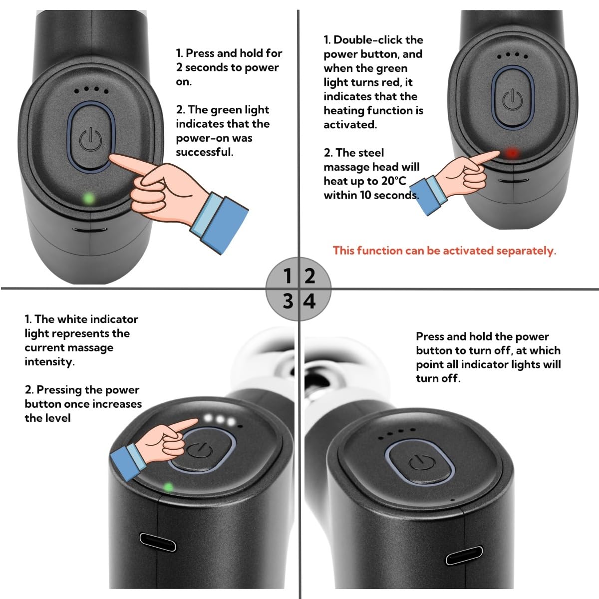 Stellamist Mini Massage Gun in hand, portable for workouts and commutes.