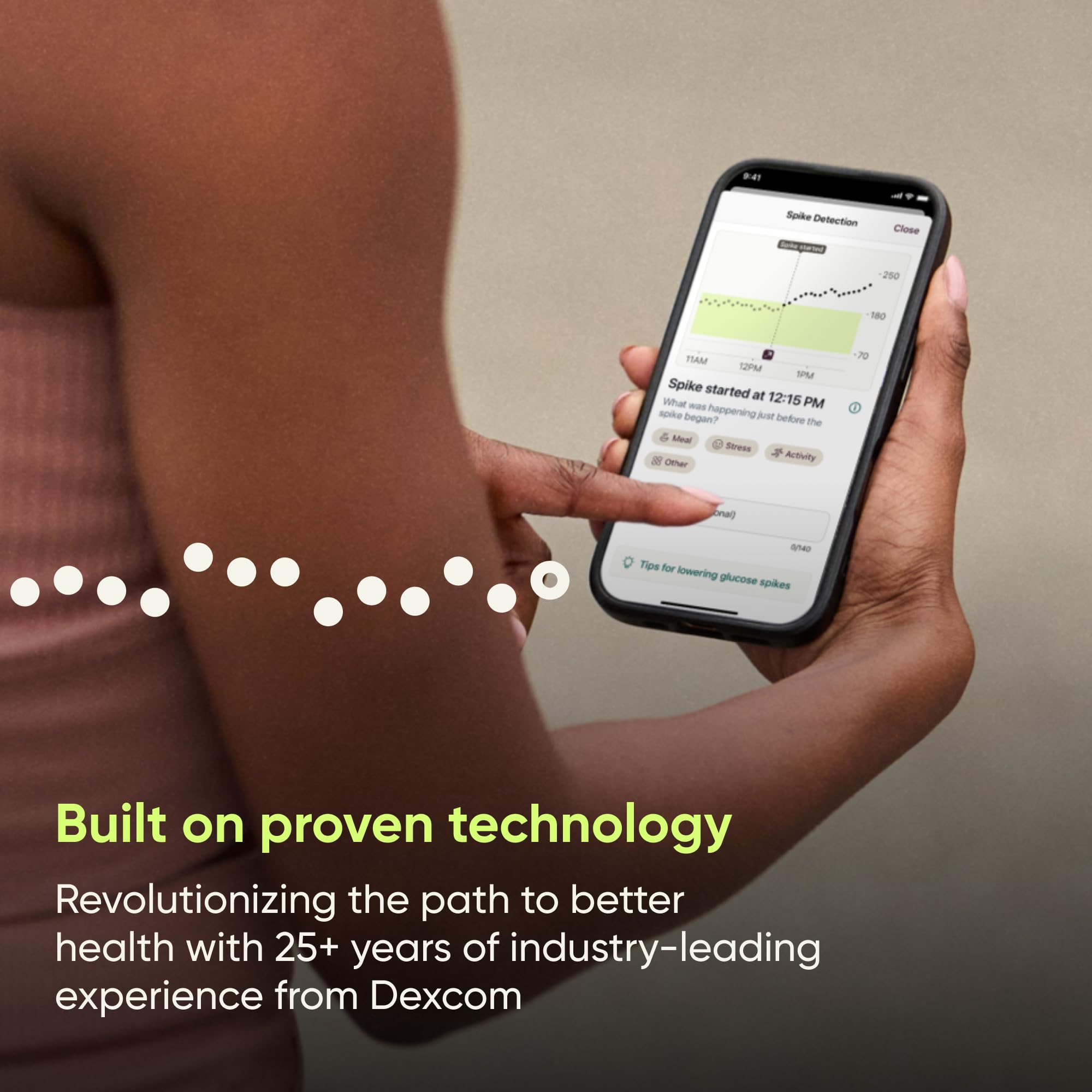 Stelo app history shows 180 days of glucose data