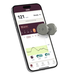 Stelo glucose biosensor on arm with real-time readings