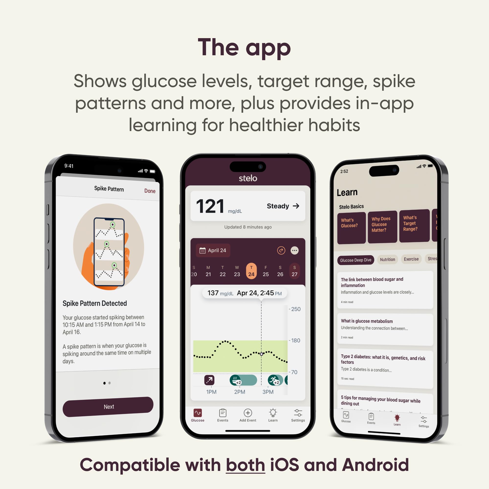 Stelo overpatch worn on skin enables continuous monitoring