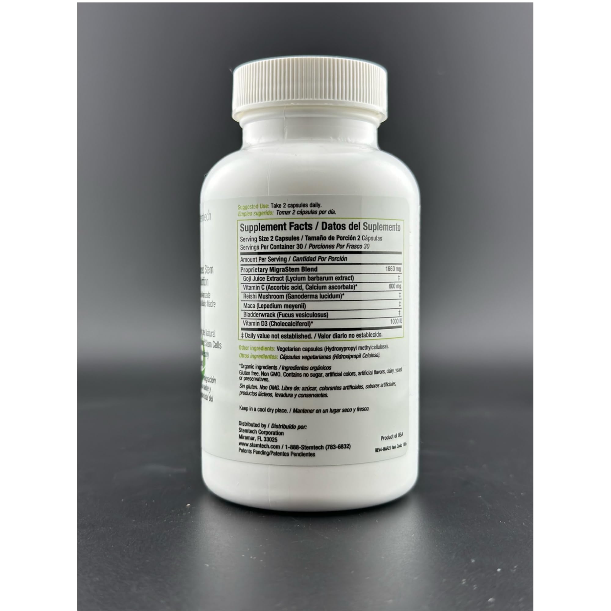 StemTech MigraStem maca root showcases naturally derived nutrients for vitality.