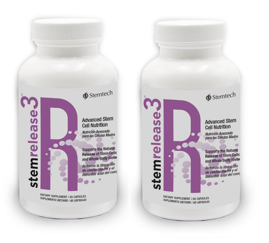 StemTech StemEnhance StemRelease SE3 bottle, 2-pack, supports daily wellness routines.