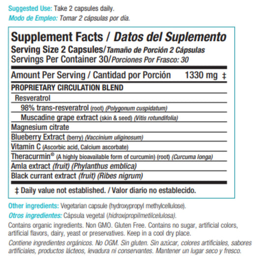Stemtech StemFlo capsules close-up highlighting trans-resveratrol and curcumin for antioxidant-rich blend