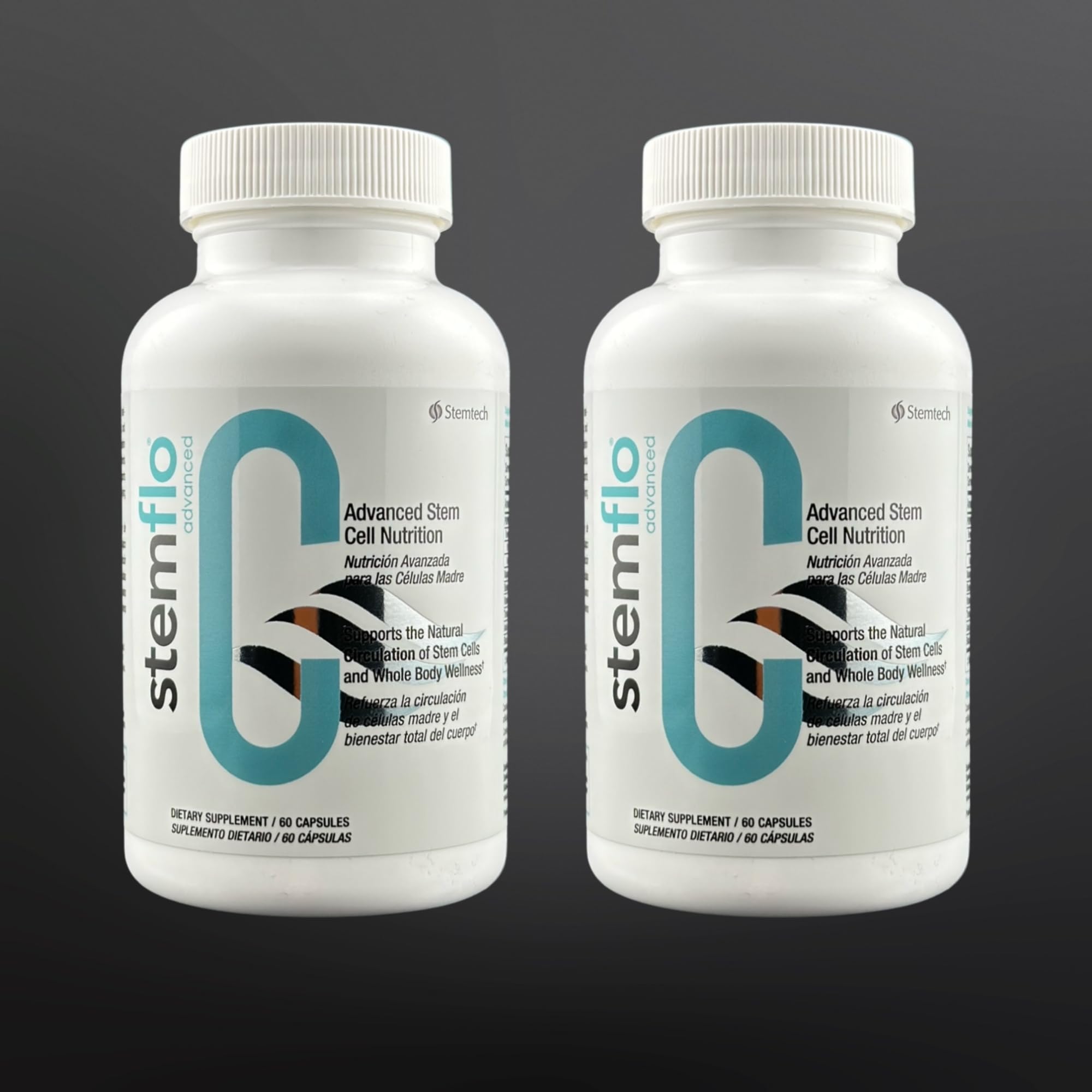 Stemtech StemFlo lifestyle scene showing capsules taken as part of daily routine