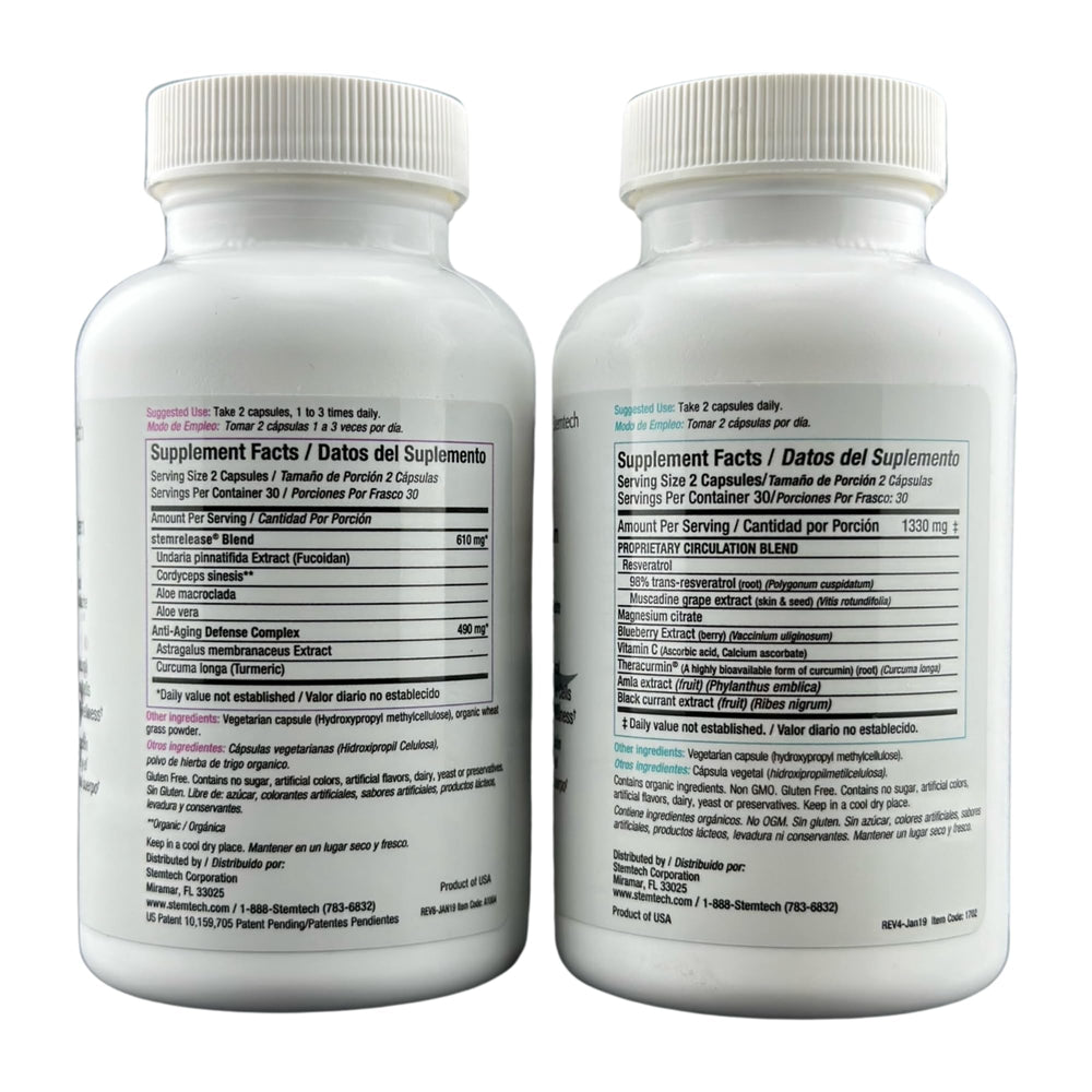 Stemtech StemFlo trans-resveratrol ingredient close-up emphasizing premium resveratrol source
