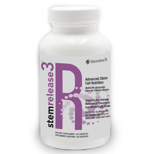 StemTech StemRelease3 bottle front view highlighting premium stem cell nutrition for vitality