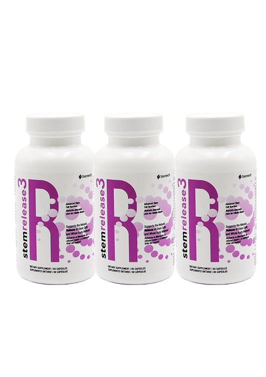 StemTech StemRelease3 bottle with 60 capsules, supports natural stem cell activity