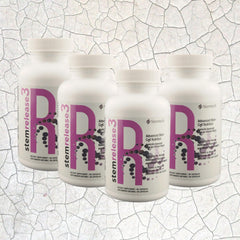 Stemtech Stemrelease3 capsules in a glass with water for easy intake.