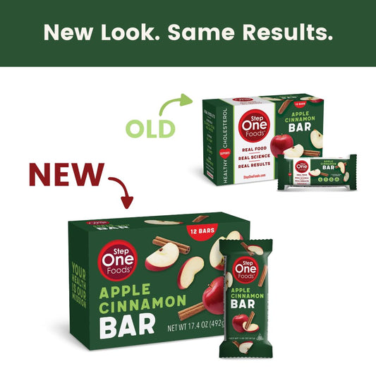 Step One Apple Cinnamon Bar ingredients highlight dates and oats for fiber.