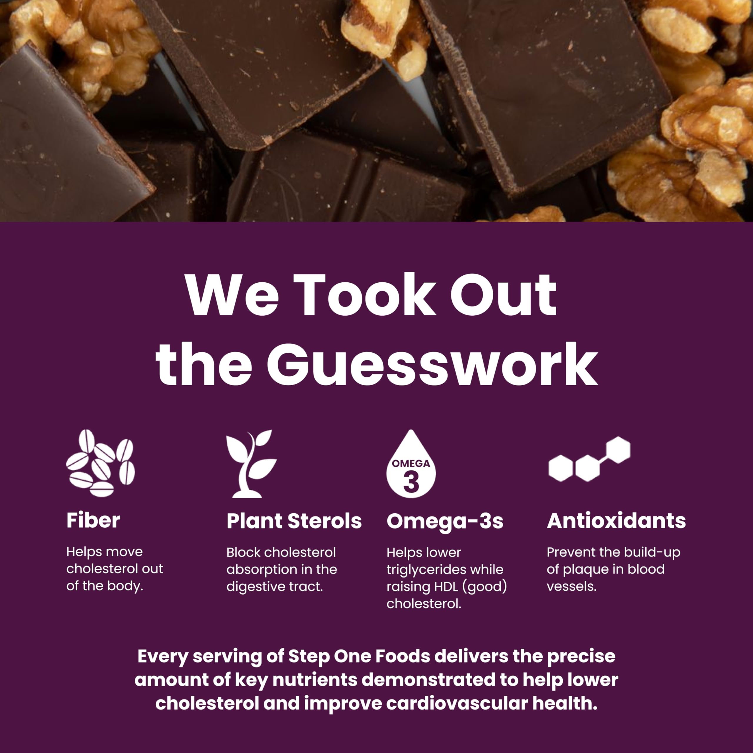Step One Bars contain plant sterol esters for cholesterol support