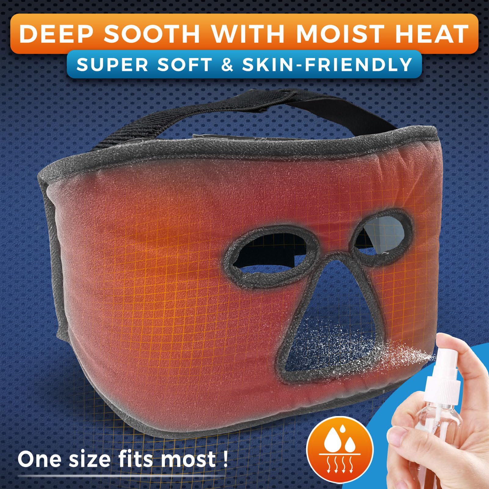Sticro heated mask with dual straps for secure, customizable fit