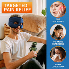 Sticro sinus mask with eye holes keeping visibility while relaxing.