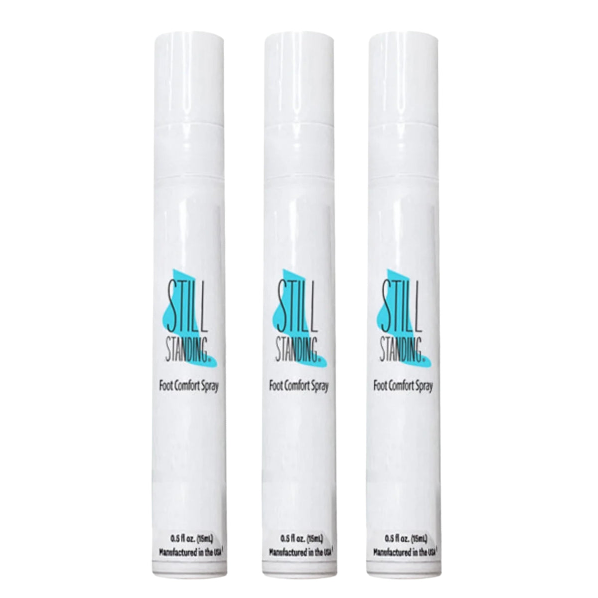 Still Standing Advance Formula leakproof 15ml travel spray set for mess-free on-the-go foot refreshment.