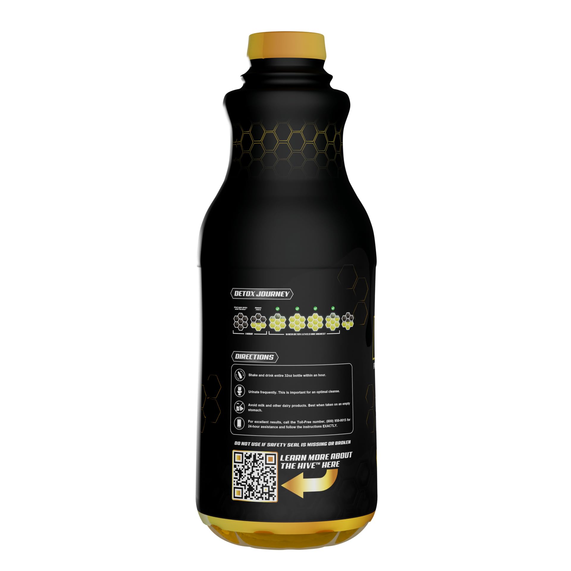 Stinger Detox The Hive premium label close-up showing USA-made detox formulation.