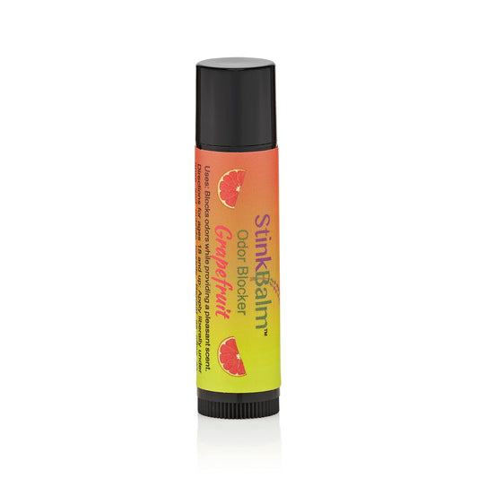 StinkBalm lip balm-sized container image, discreet scent shield for everyday use.