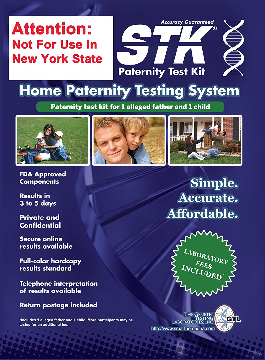 STK paternity kit box with at-home swab sampling