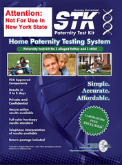 STK paternity kit box with at-home swab sampling